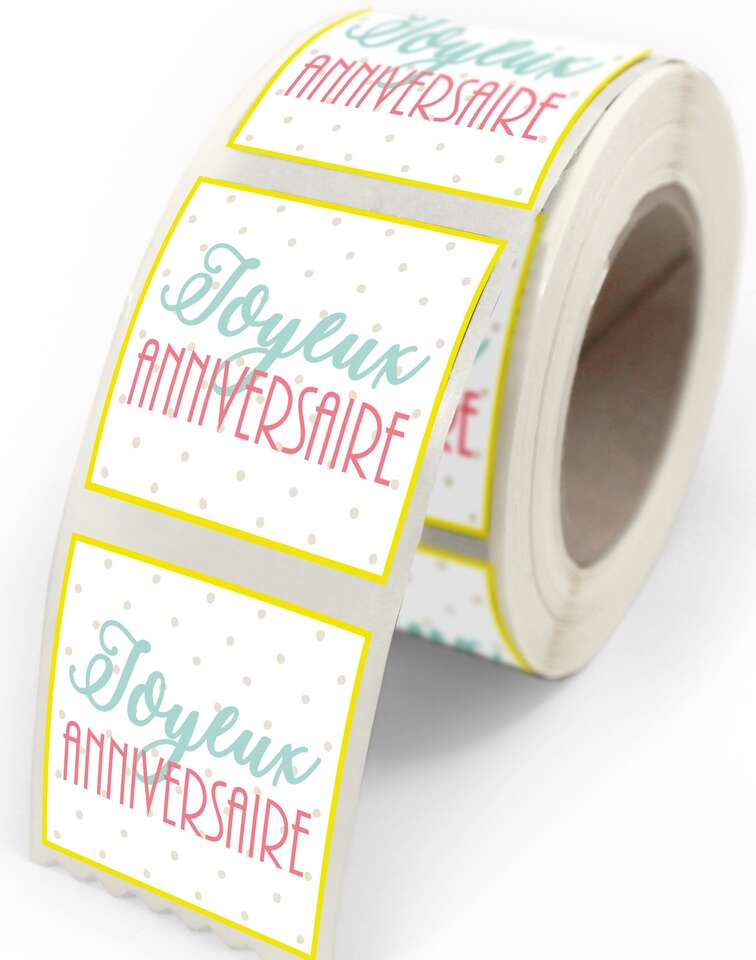 Étiquettes adhésives Joyeux anniversaire Leoncia - Matériel pour fleuriste