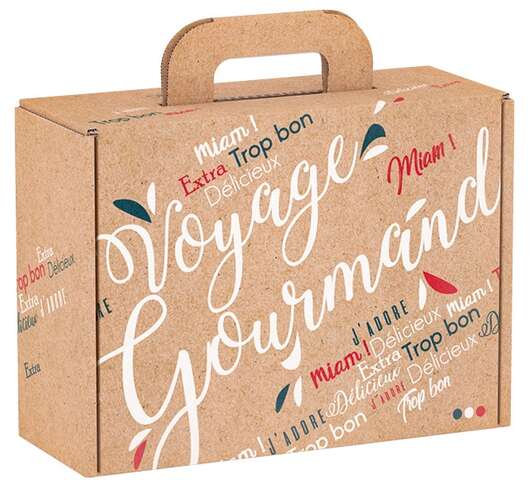 Valisette carton " Voyage Gourmand bleu blanc rouge : Boites